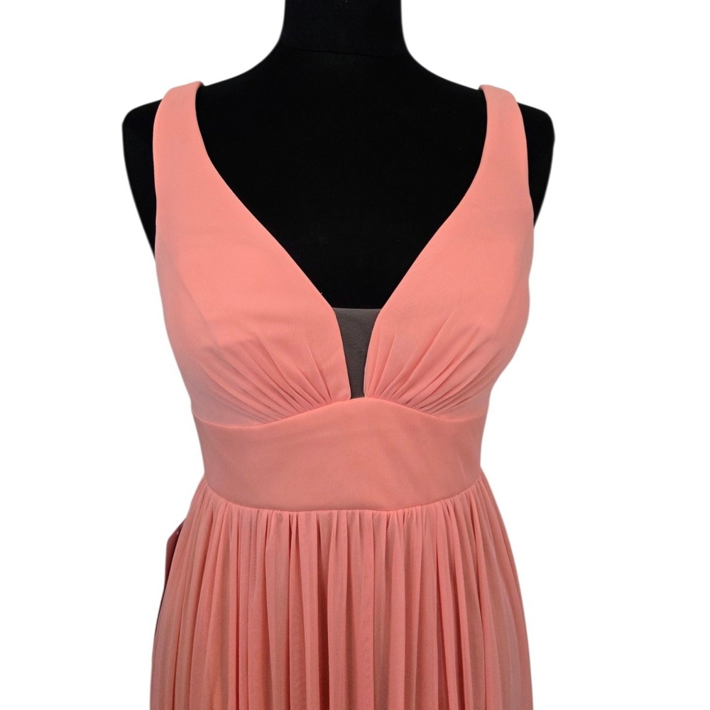 Azazie Lianne Bridesmaid Promā Homecoming Dress Coral Chiffon Size A8 Medium NWT